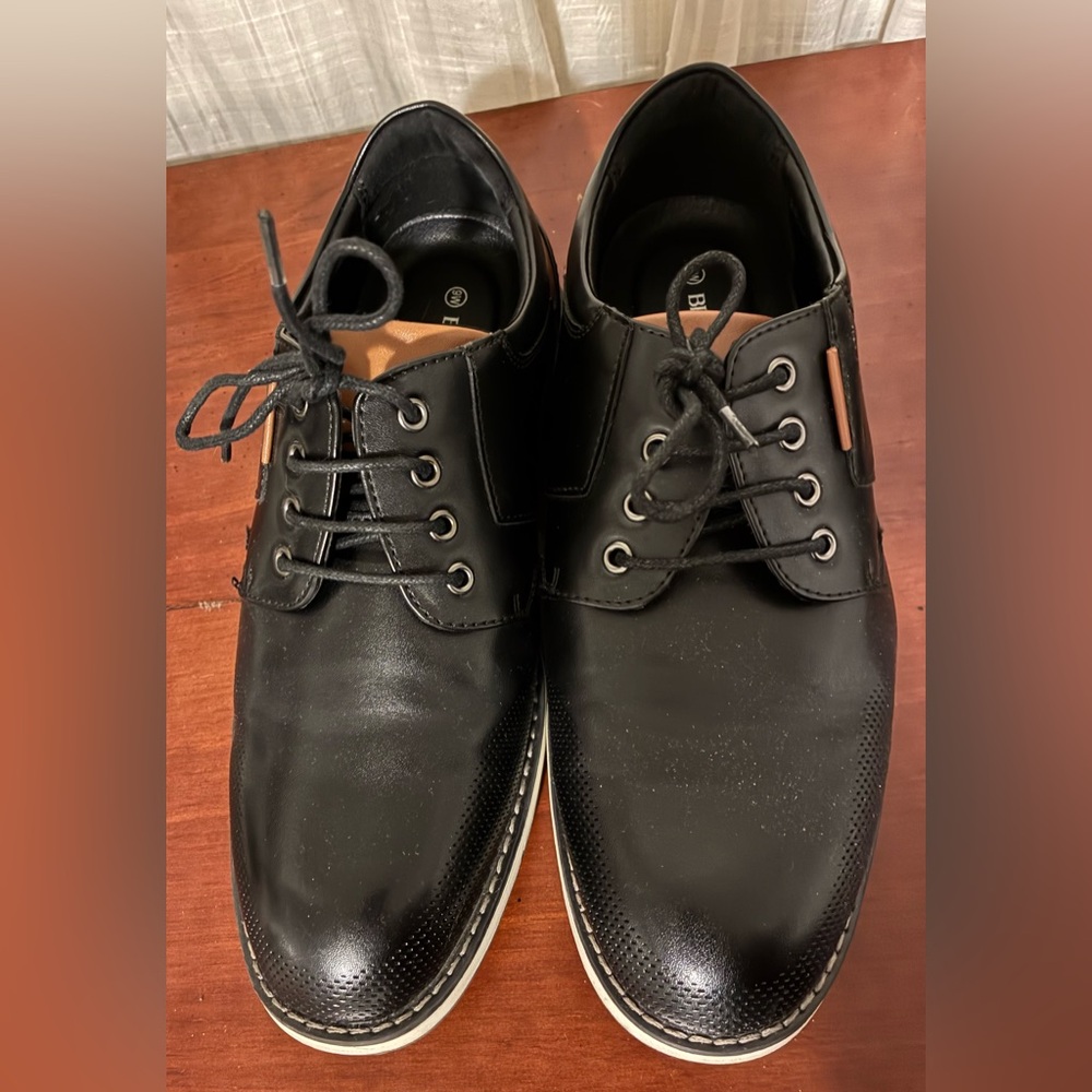 Men's Black Derby Shoes - Classic Lace-Up Oxfords 9E (Wide)
